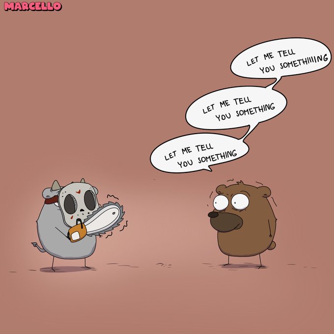 Two creatures in a comic panel, one talking endlessly