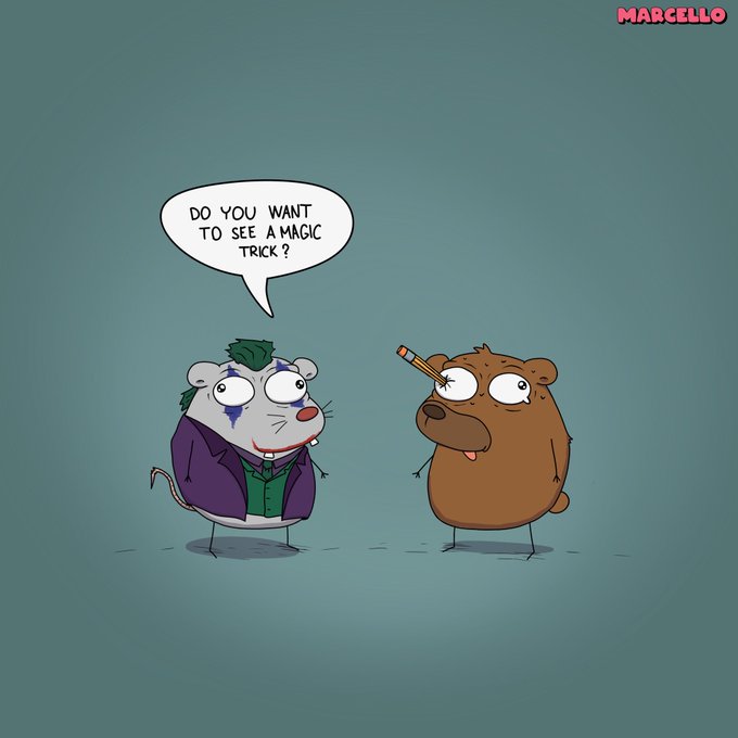 Two creatures, one offering to show a magic trick